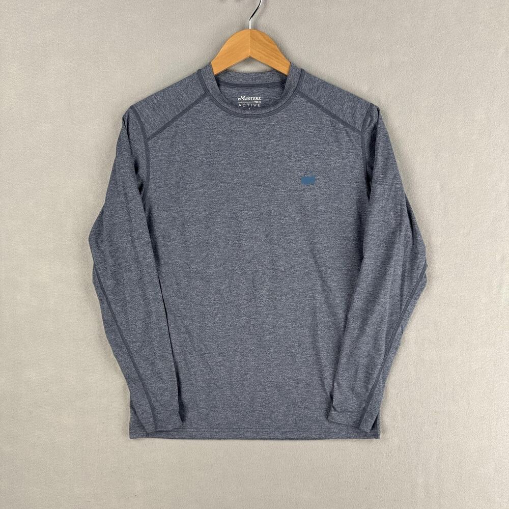 Masters Tech Active Shirt Mens Small Blue Long Sleeve Performance Golf Crewneck